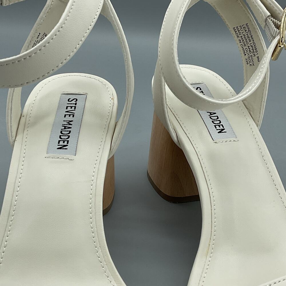 New Steve Madden Women’s Mindi Block Heel City Sandals White Size 9 - Picture 6 of 11